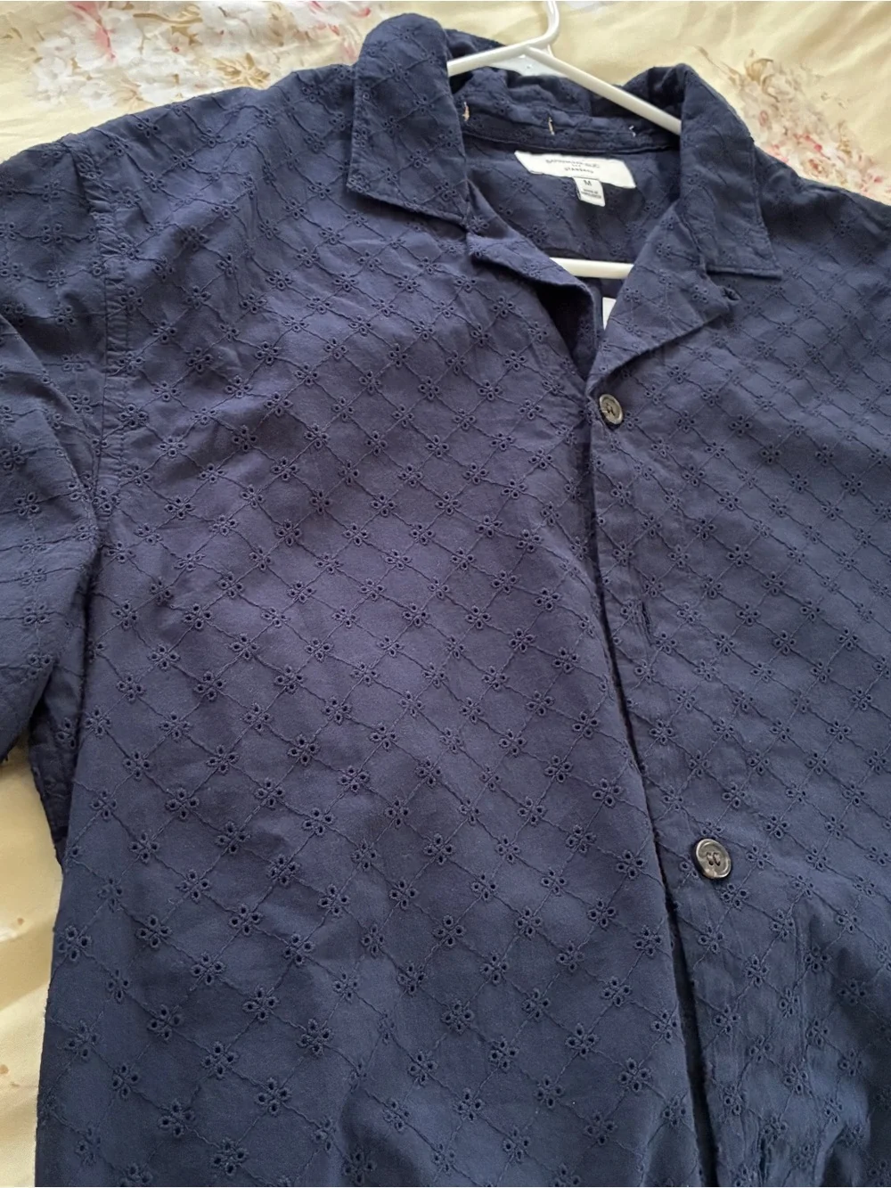 Banana Republic Navy Eyelet Casual Button-Down Shirt